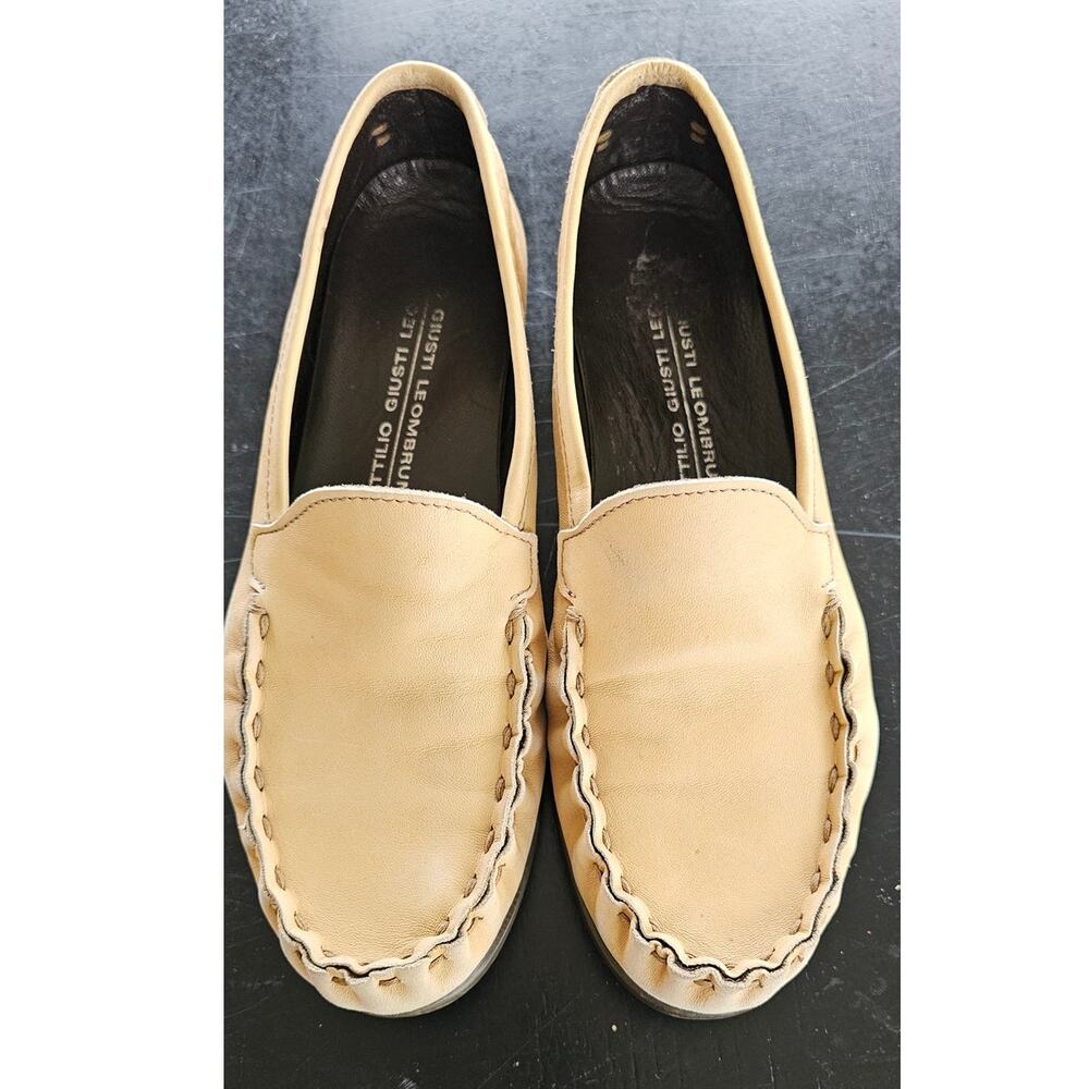 AGL Attilio Giusti Leombruni‎ Leather Driving Slip On Loafers Women Sz 6.5 Cream